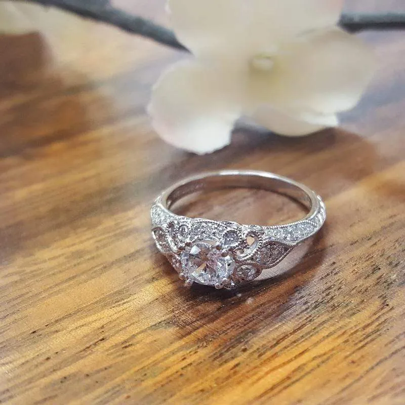 Mounting Only, Vintage White Gold Engagement Ring