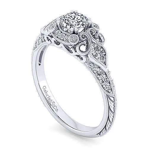 Mounting Only, Vintage White Gold Engagement Ring