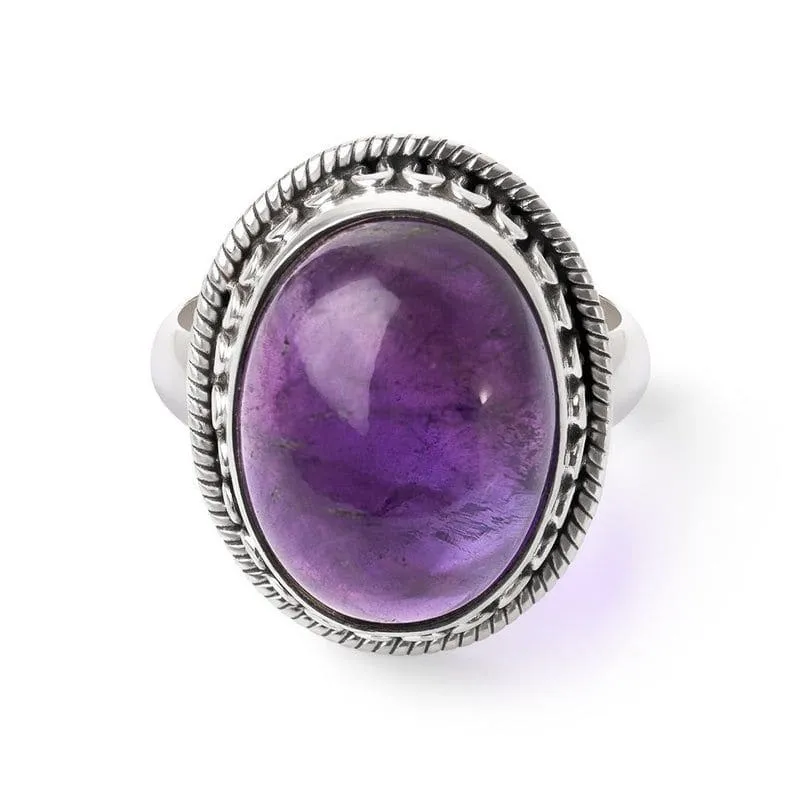 Natural Amethyst Gemstone 925 Sterling Silver Handmade Ring