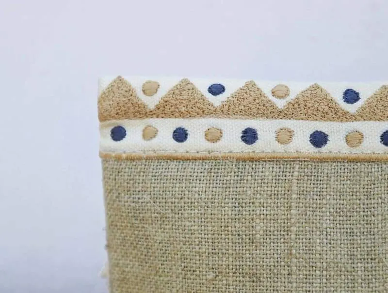 Natural Moroccan Boho Foldover Clutch in Pure Linen