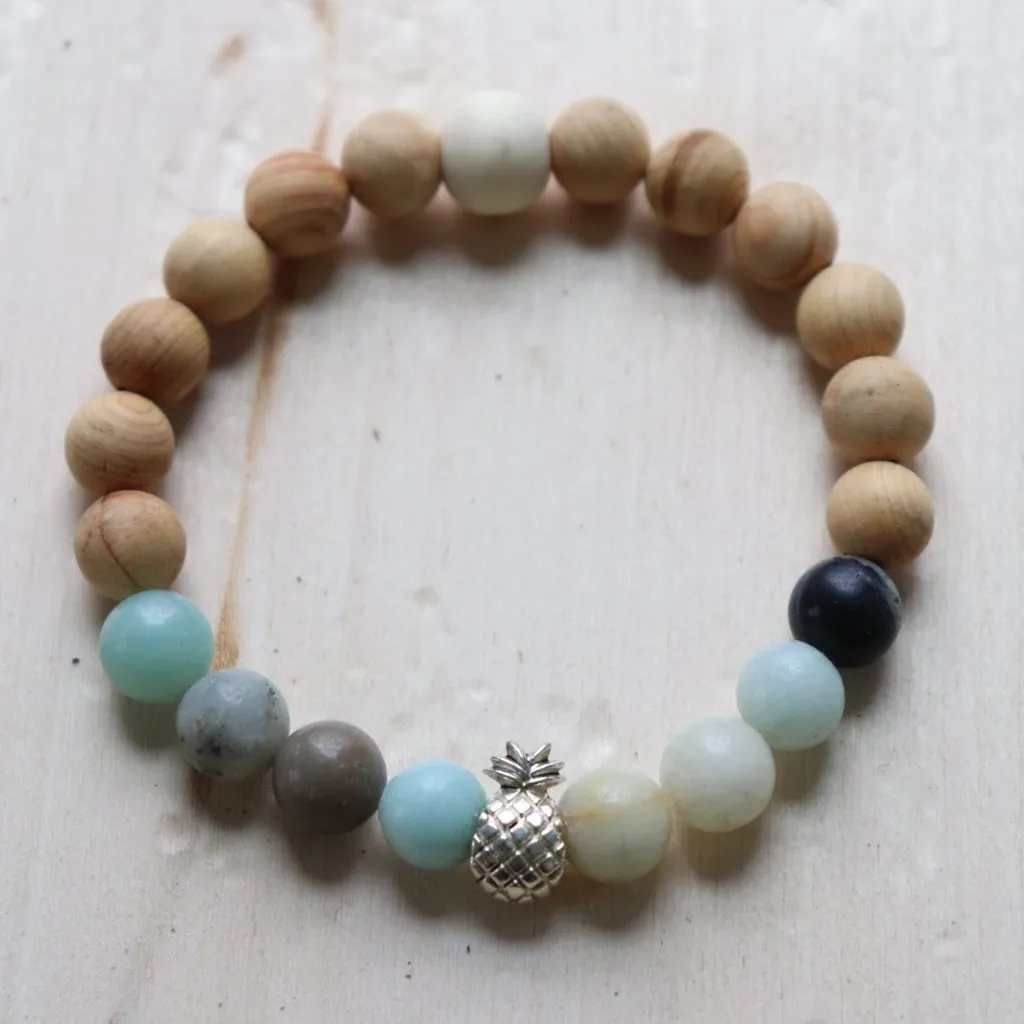 Pineapple Gemstone Essential Oil Diffuser Bracelet