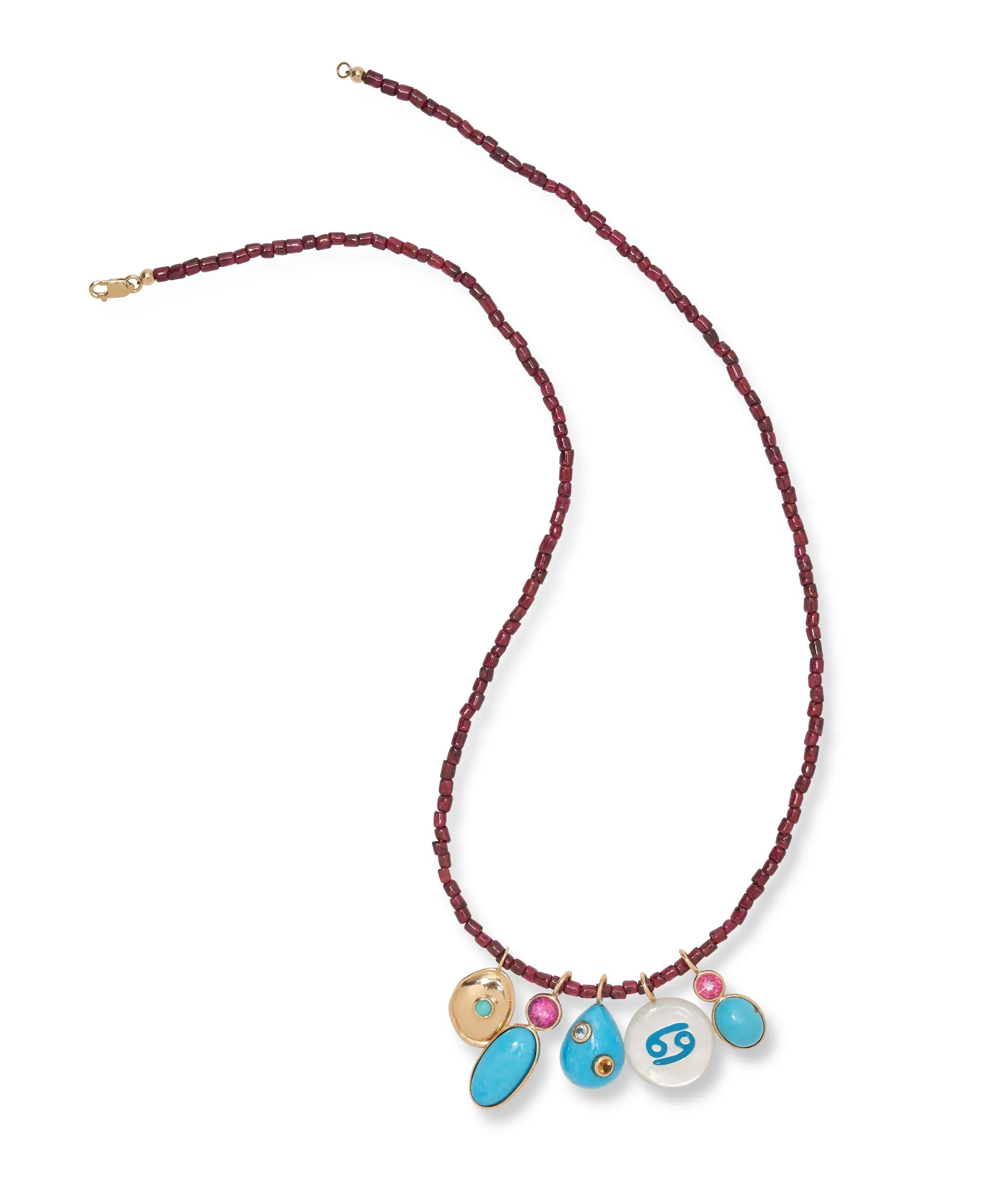 Pink Topaz & Turquoise 14k Gold Necklace Charm