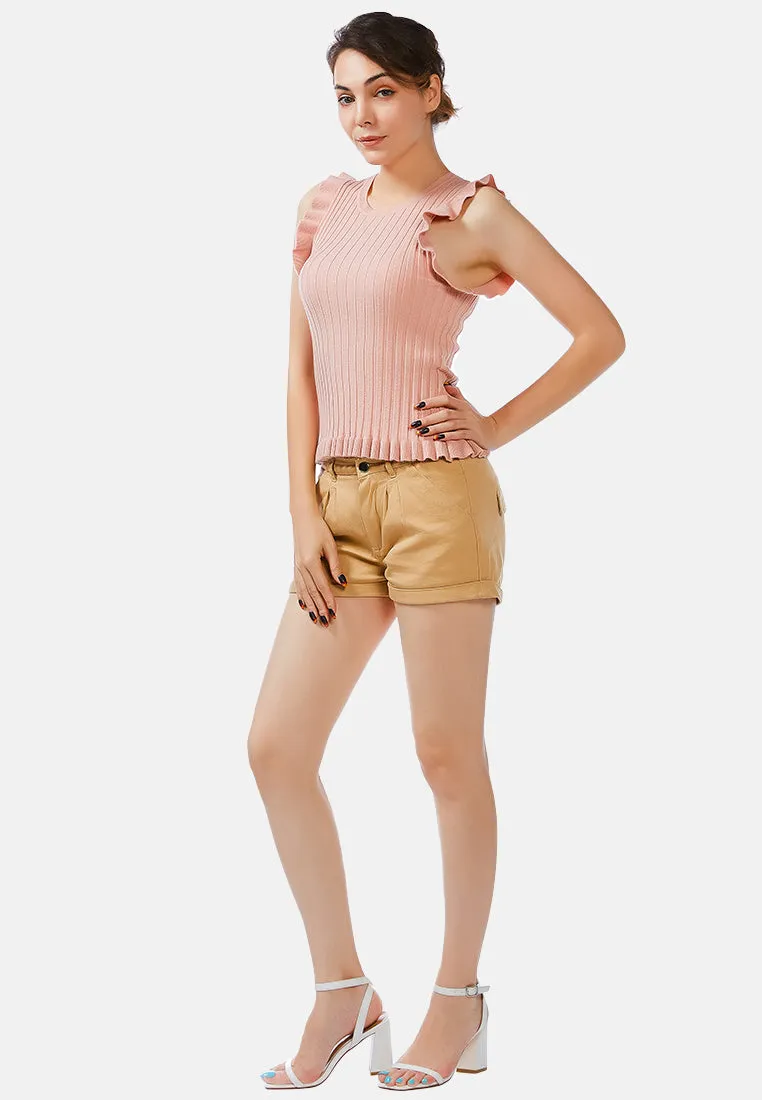 Pleated Flap Pocket Shorts