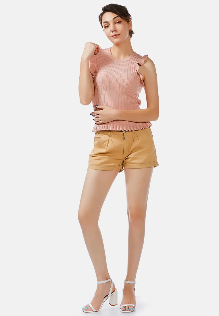 Pleated Flap Pocket Shorts