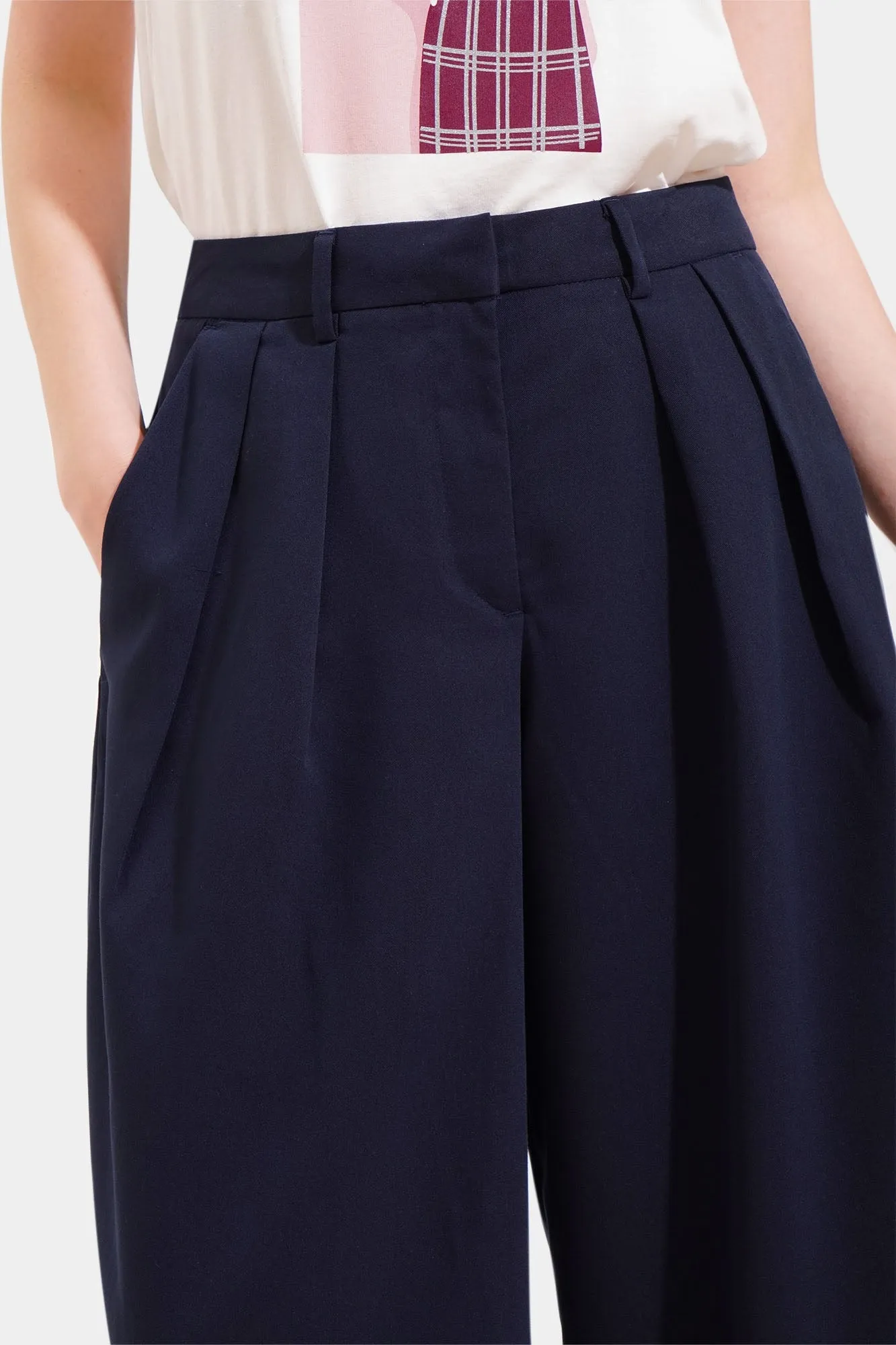 Pleated Wide Leg Trousers