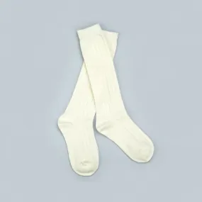 Ribbed Knee High Socks (White)