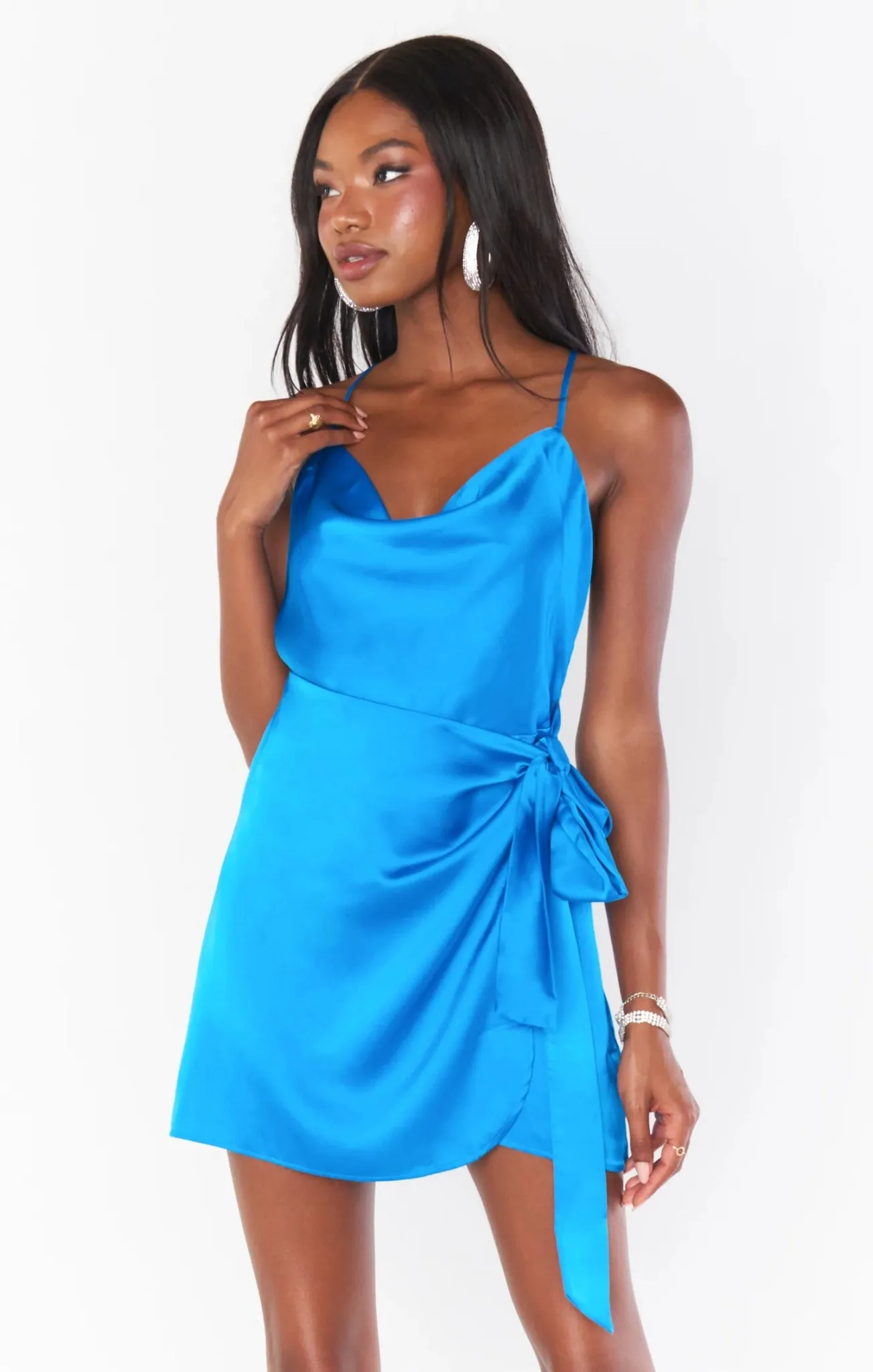 Show Me Your Mumu Eve Blue Satin Mini Dress