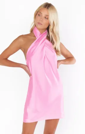 Show Me Your Mumu Jasmine Halter Mini Dress in Pink Luxe