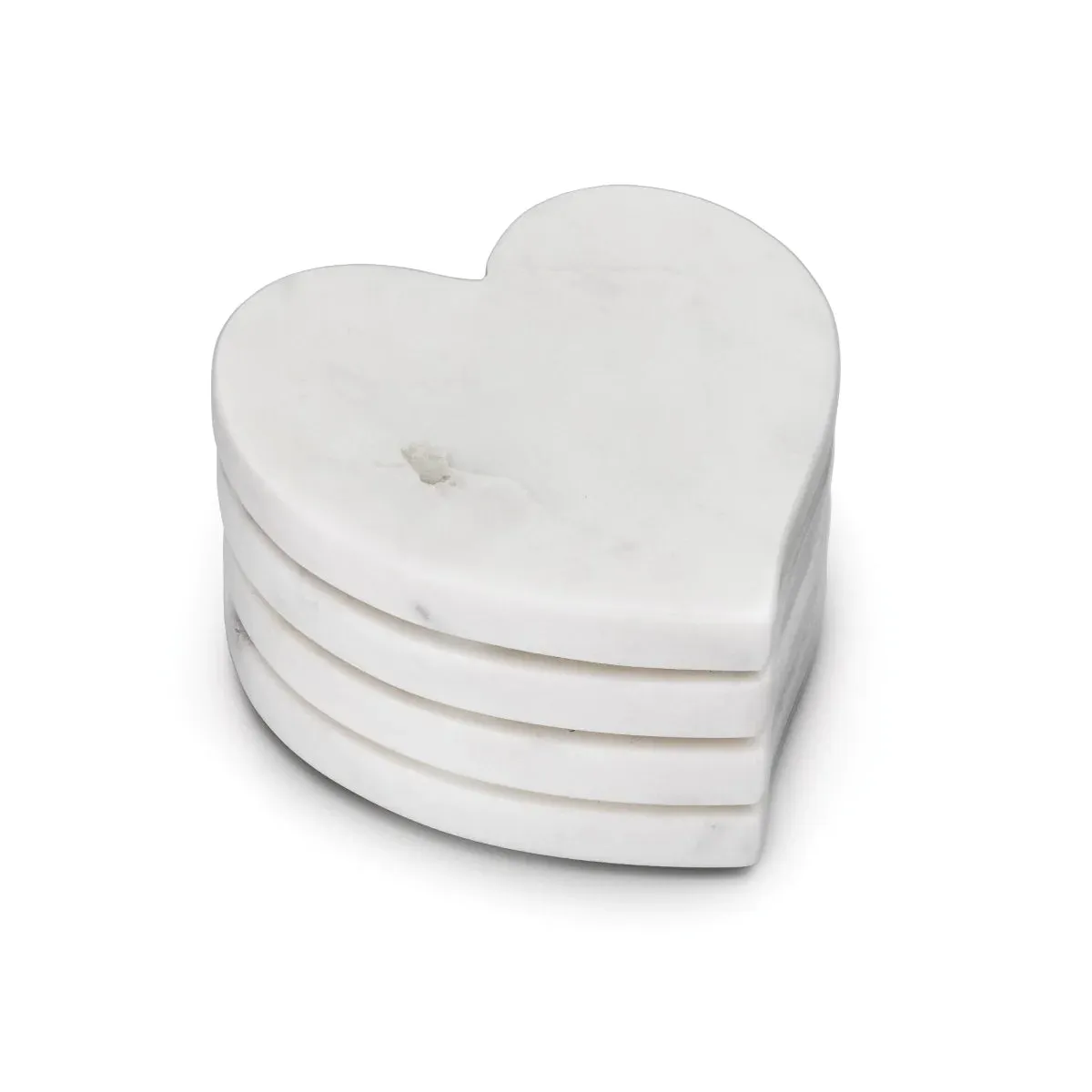 Simon Pearce White Marble Heart Coasters