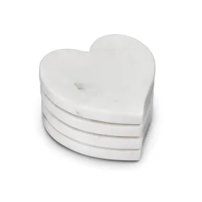 Simon Pearce White Marble Heart Coasters