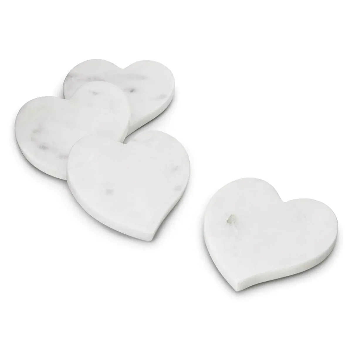 Simon Pearce White Marble Heart Coasters