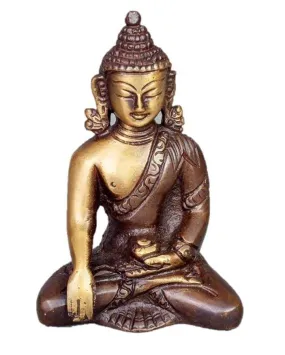 Sitting  Buddha in Meditation Pose Two-Tone Color in Brass