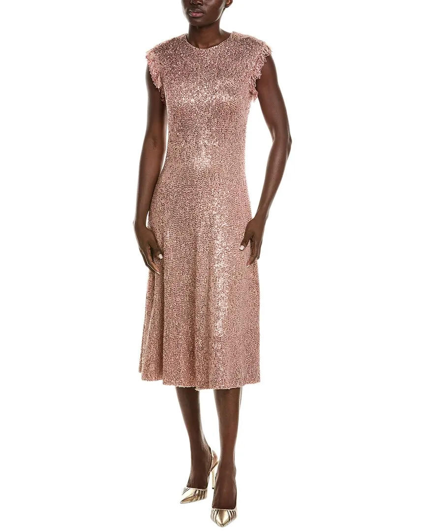 St. John Sequin Wool-Blend A-Line Dress