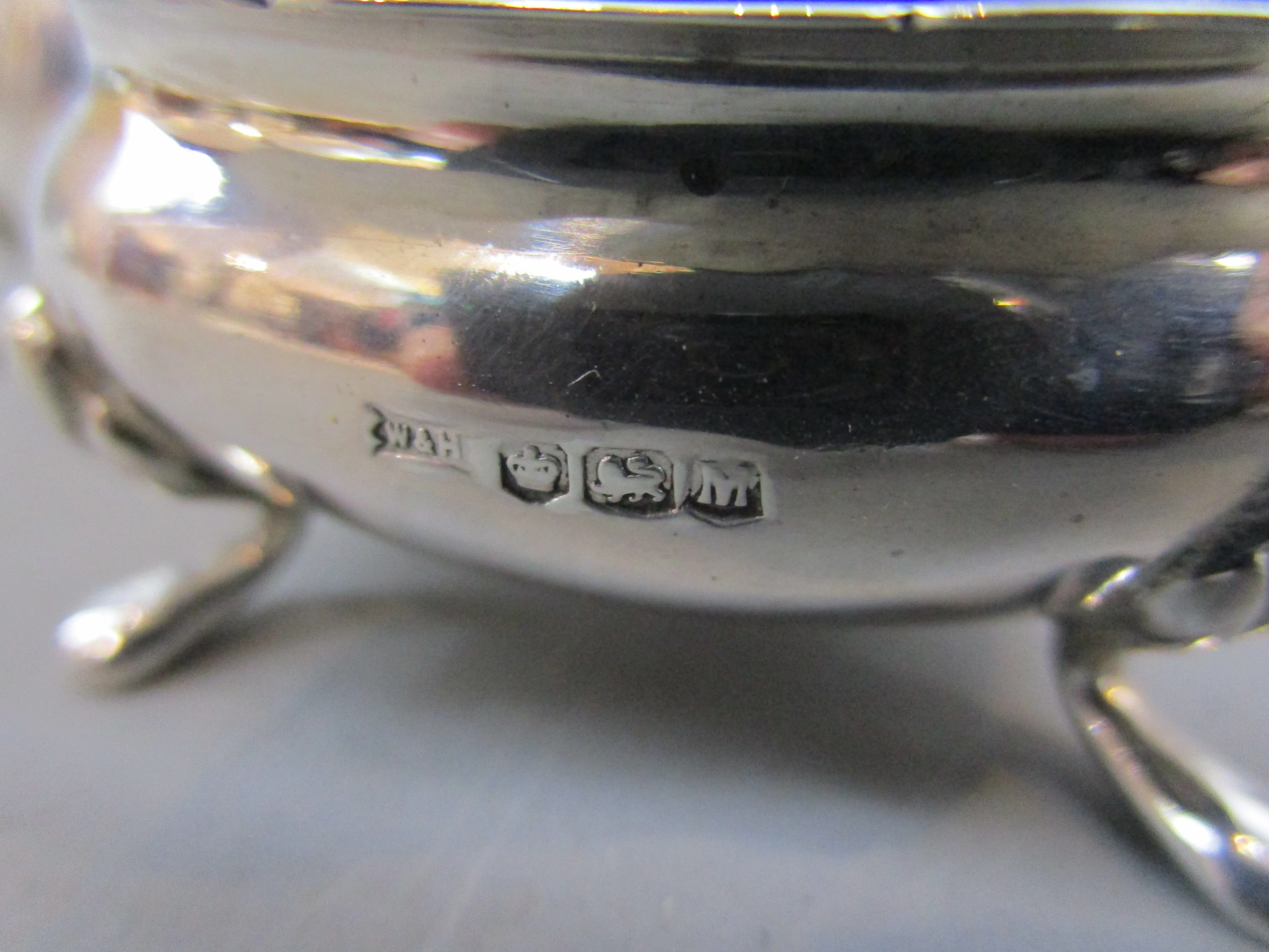 Sterling Silver Salt Cellar And Pepperette Vintage Mid Century Sheffield 1954