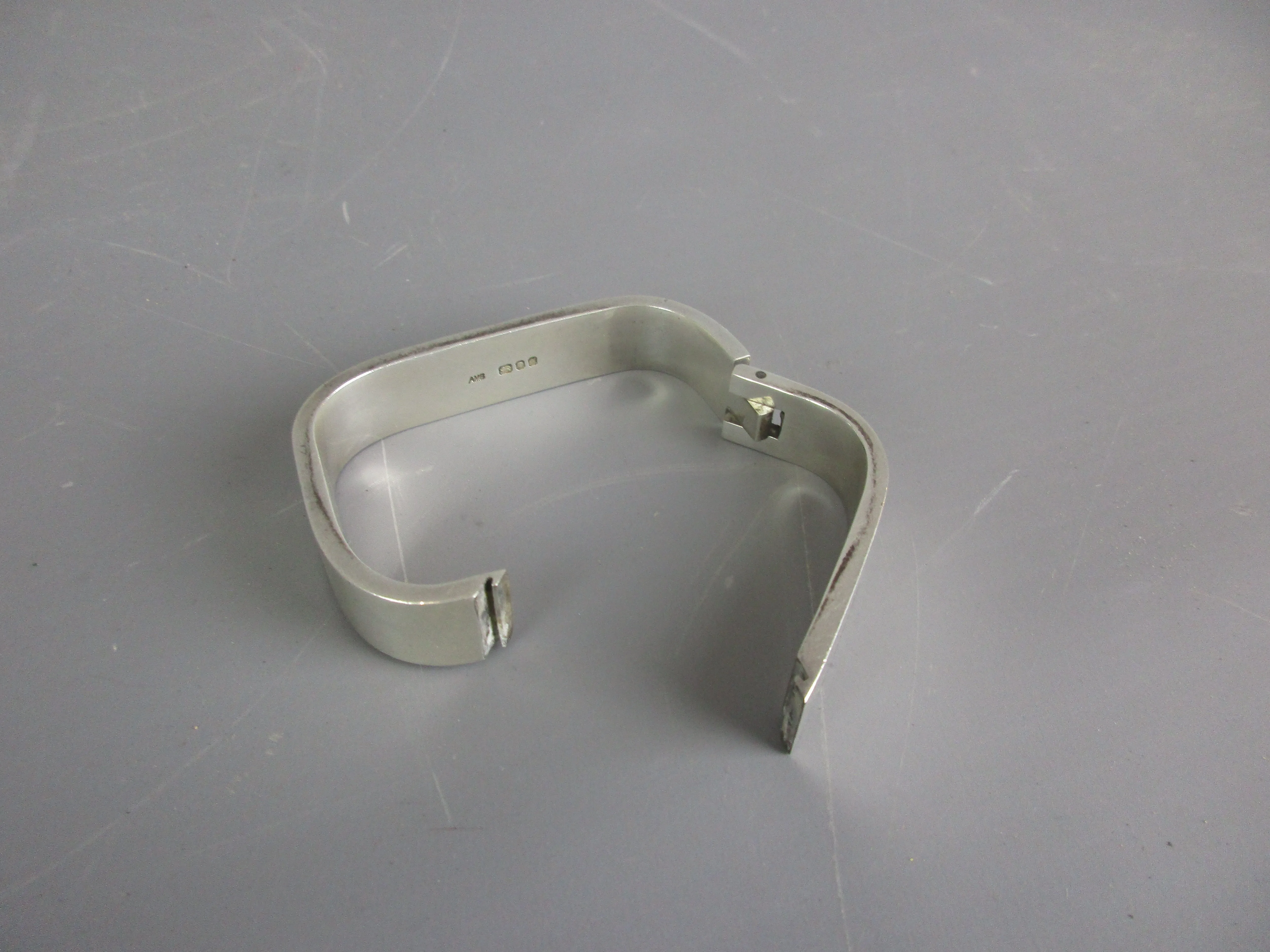 Sterling Silver Squared Modernist Bangle Bracelet Vintage London 1975