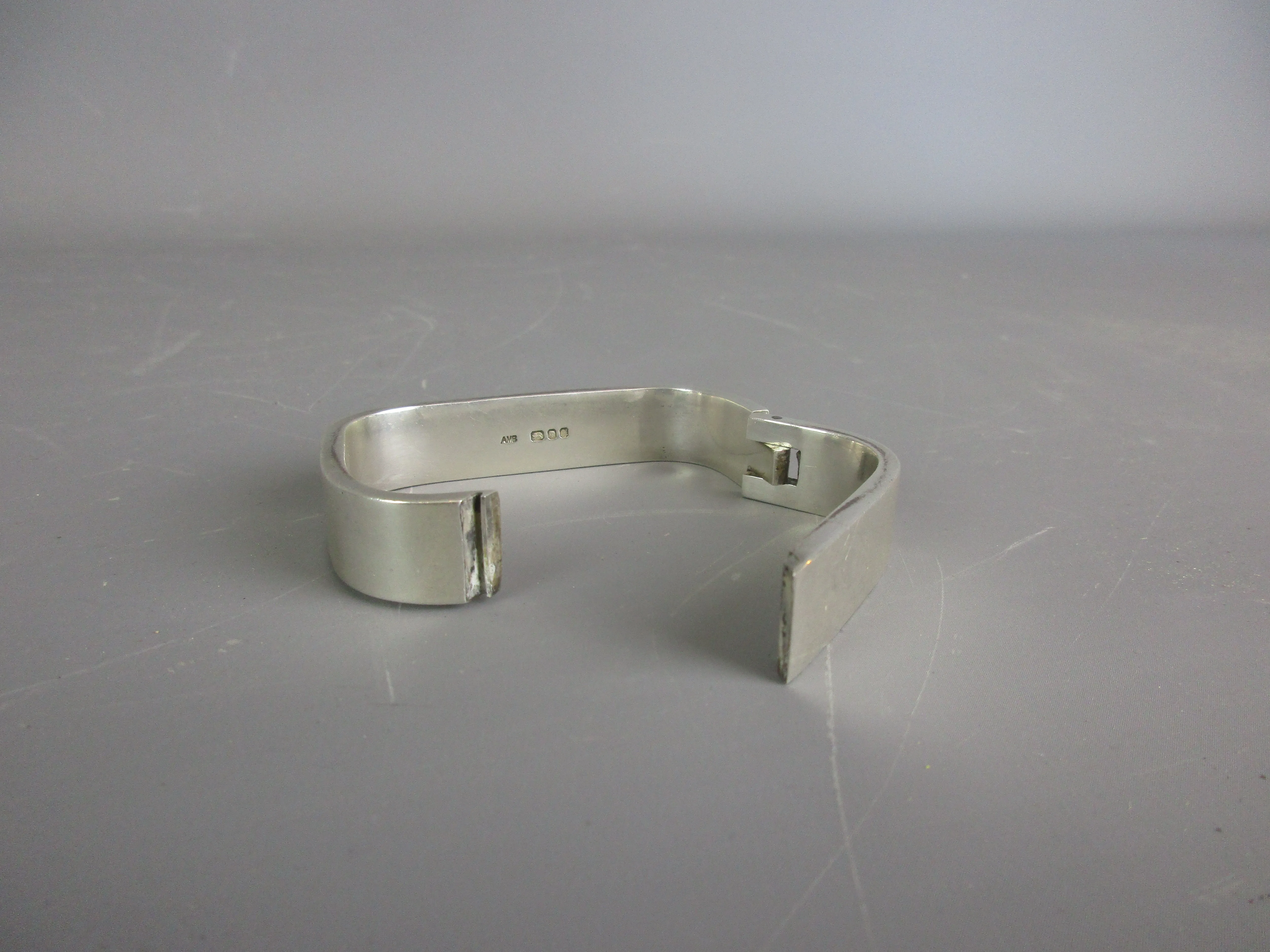 Sterling Silver Squared Modernist Bangle Bracelet Vintage London 1975