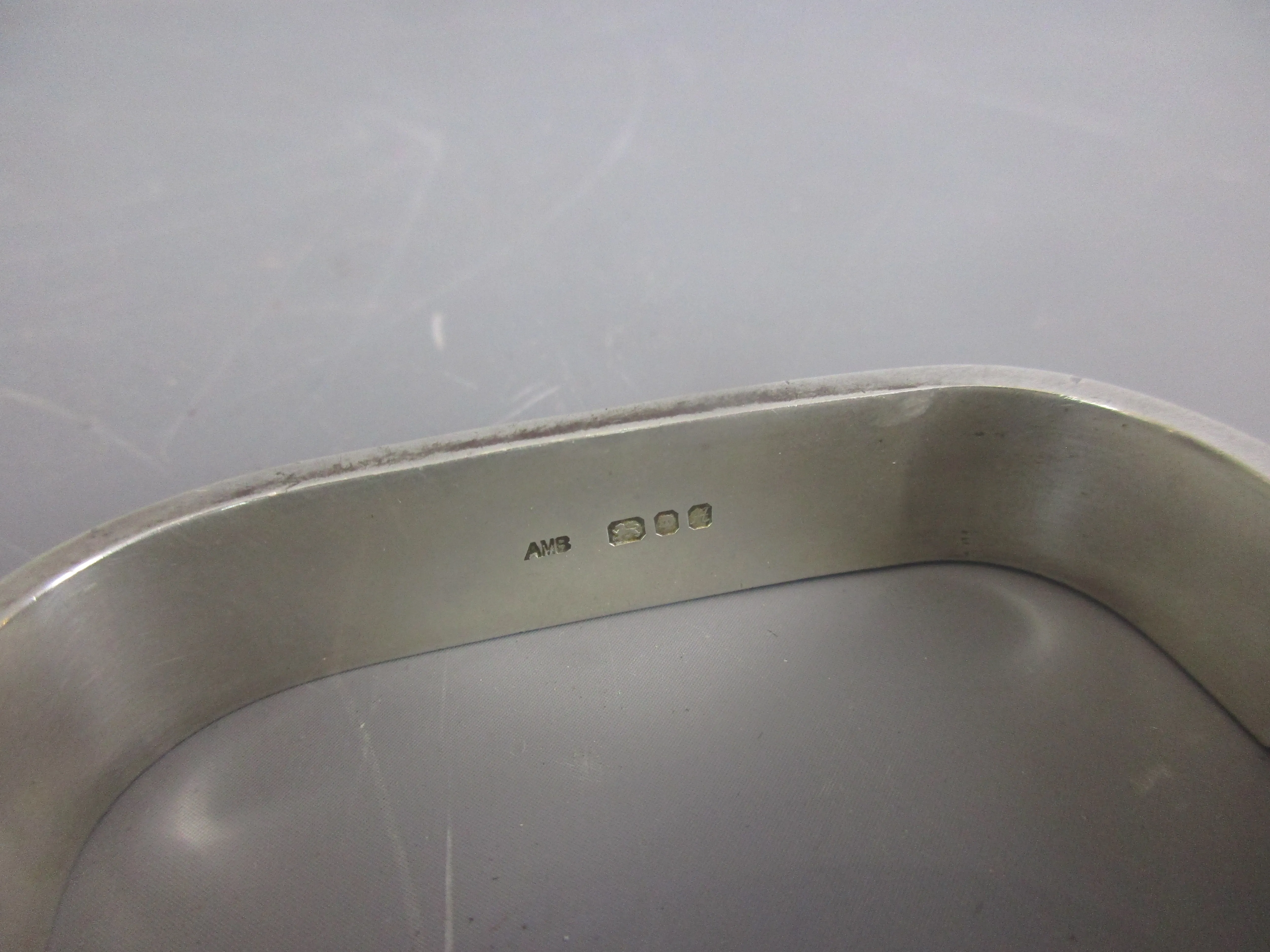 Sterling Silver Squared Modernist Bangle Bracelet Vintage London 1975