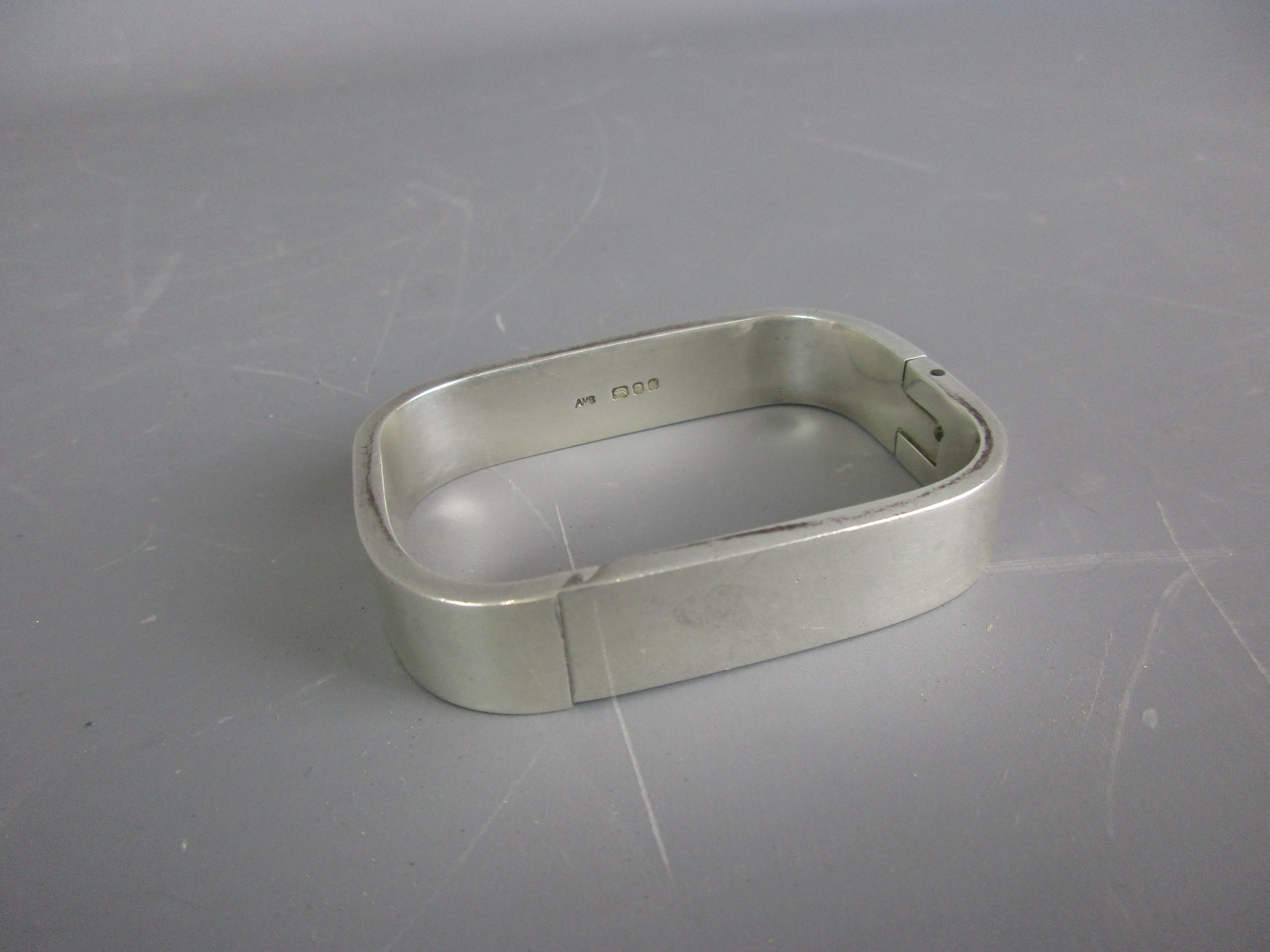 Sterling Silver Squared Modernist Bangle Bracelet Vintage London 1975