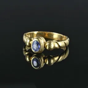 Vintage 18K Gold Natural Sapphire Band Ring