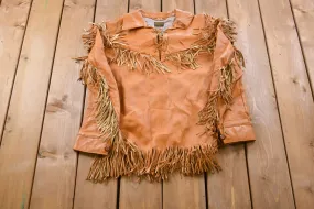 Vintage 1960s Deerskin Leather Pullover Fringe Jacket / Fall Outerwear / Leather Coat / Winter Outerwear / Streetwear Fashion /Fringe Jacket