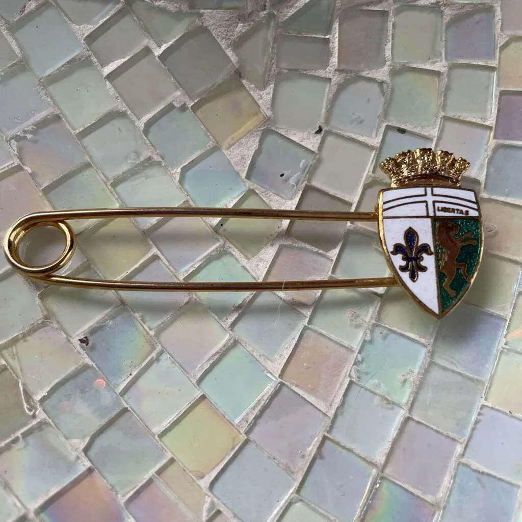 Vintage Libertas Enamel Shield Safety Pin