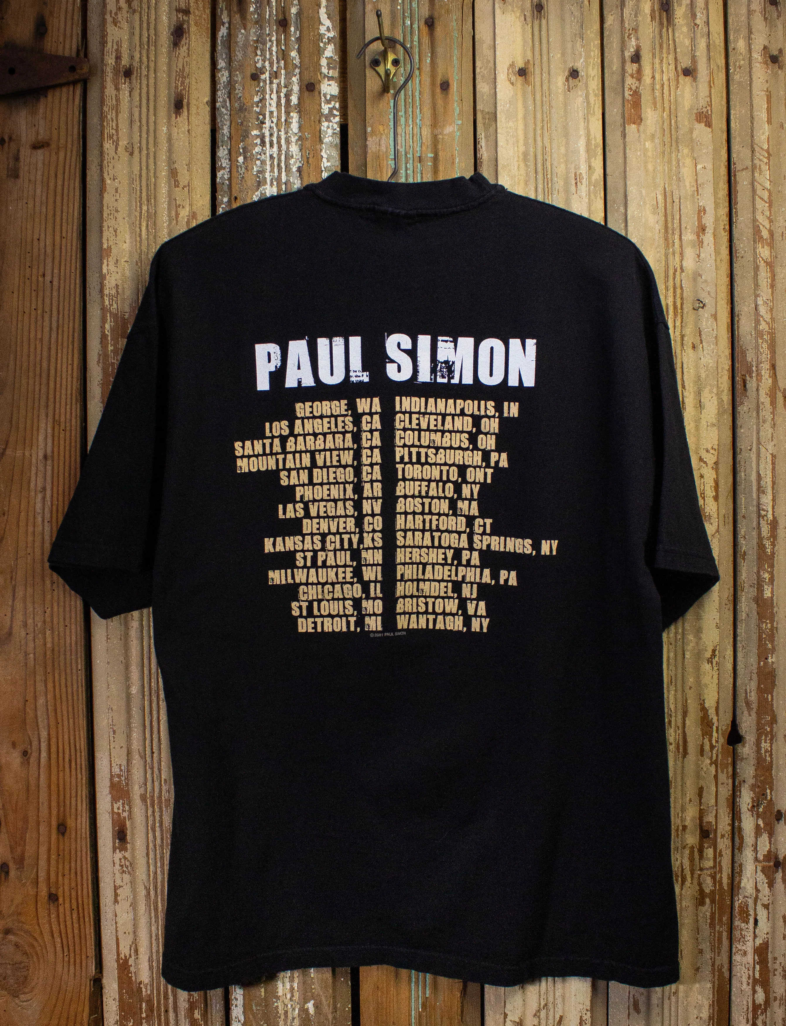 Vintage Paul Simon Tour Concert T Shirt 2001 Black XL