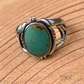 Vintage Sterling Silver Greener Turquoise Ring