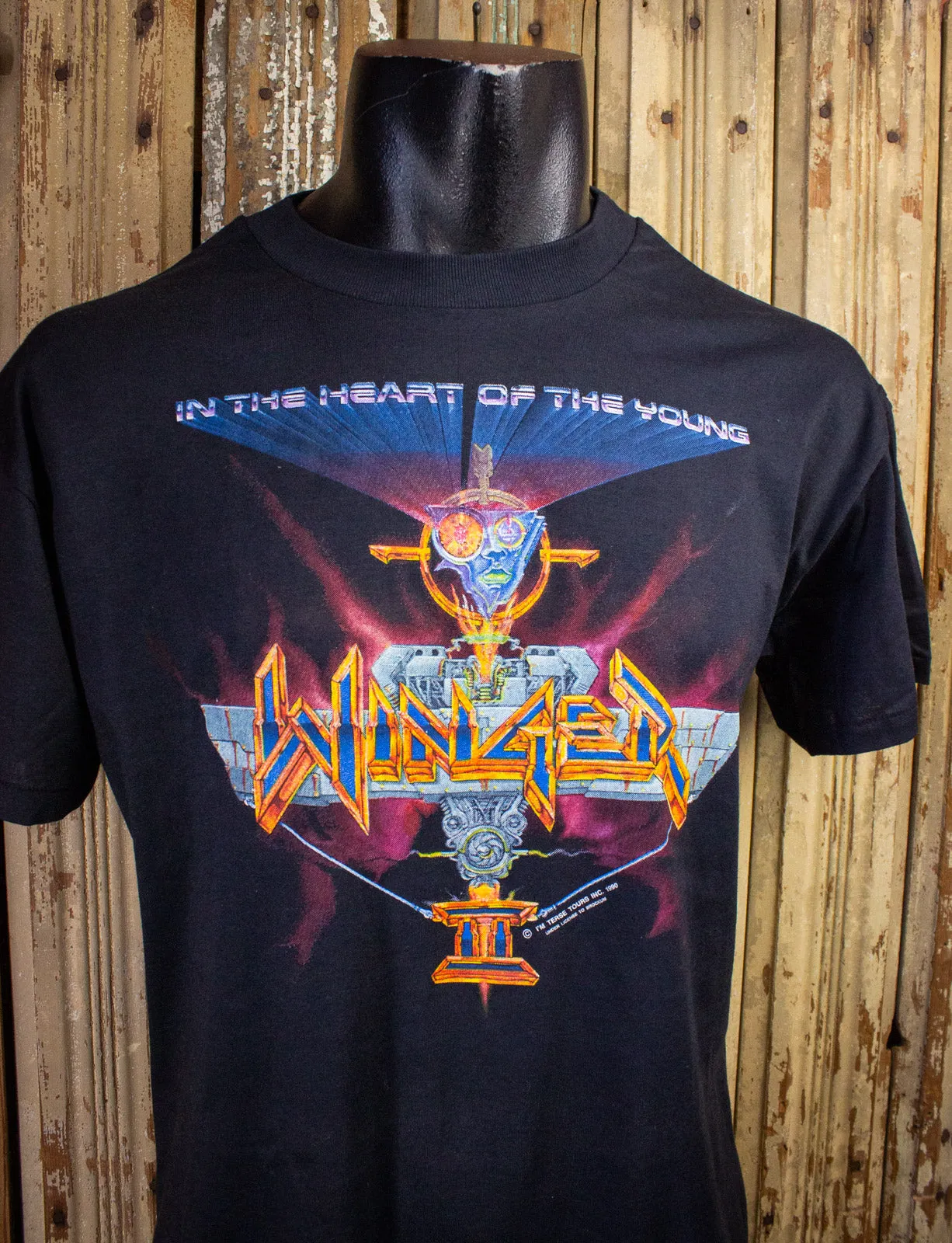 Vintage Winger In the Heart of the Young Concert T Shirt 1990 Black Large